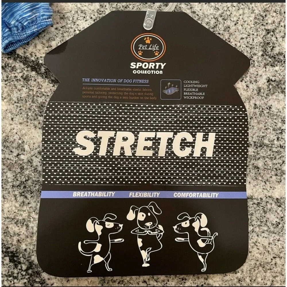 Small Dog Pet Life Track Suit Sport STRETCH Blue One Piece Zip Hooded *CHART* - Picture 8 of 12